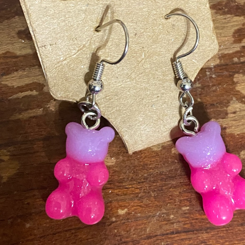 Pink gummy bear earrings